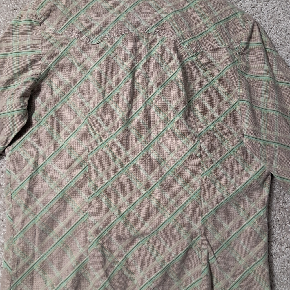 Ruff Hewn Womens Medium Pearl Snap Shirt Brown and Green Checkered - Picture 9 of 11